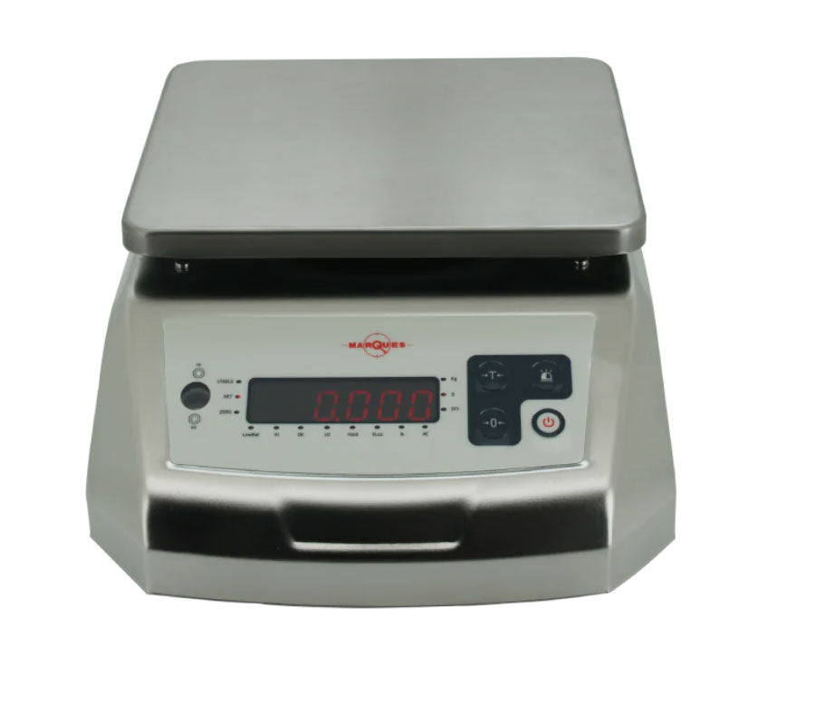 Balance de contrôle Marques MCS-WP en inox avec afficheur et plateau de pesée.