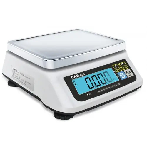 Balance compacte CAS SW-II avec plateau de pesée en acier inoxydable.